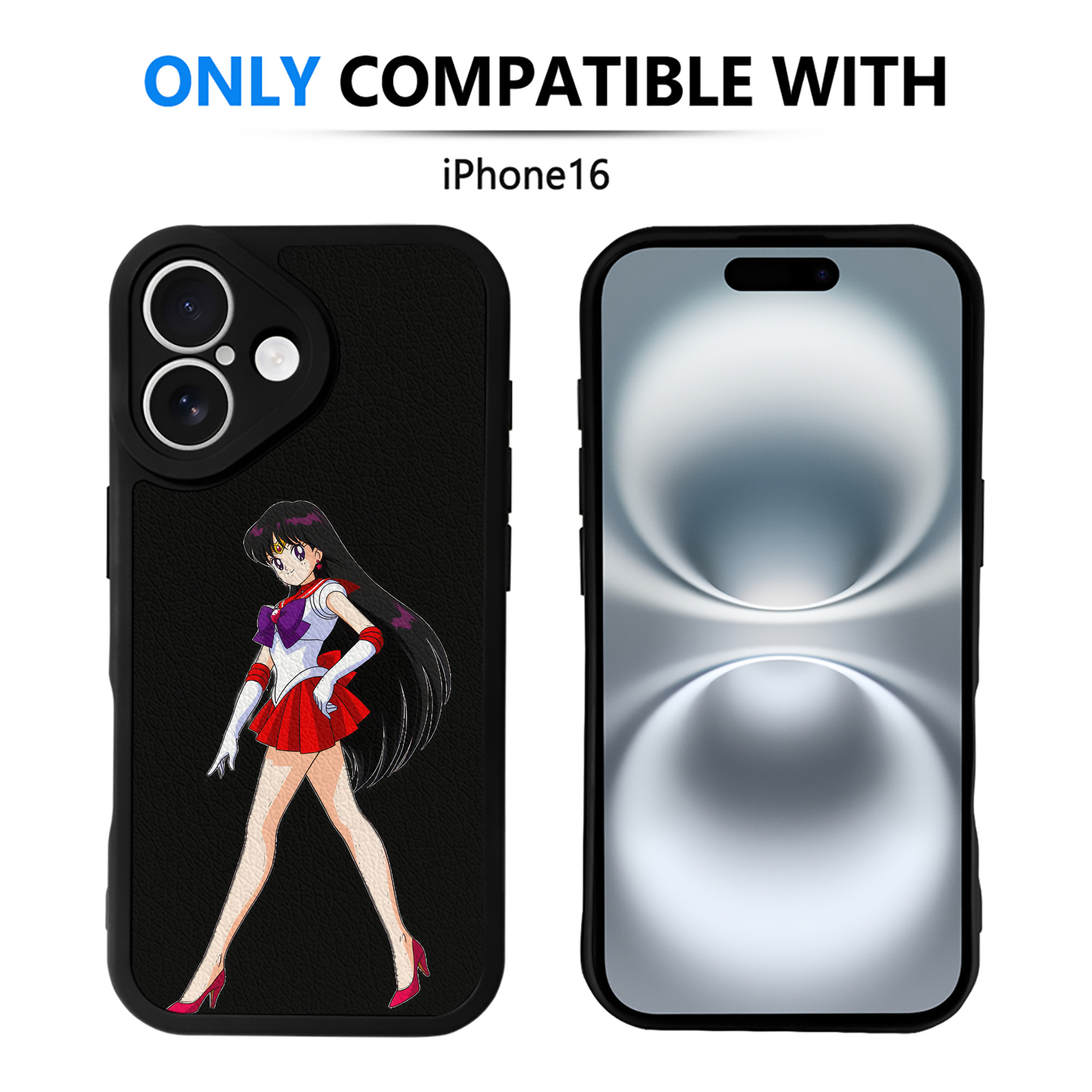 （画像用） 美少女戦士セーラームーン 火野レイ ひの レイ Sailor Moon Hino Rei （セーラーマーズ,Sailor Mars） 【iPhone 16シリーズ対応】シリコンスマホケース（レザー調） 材質：シリコン